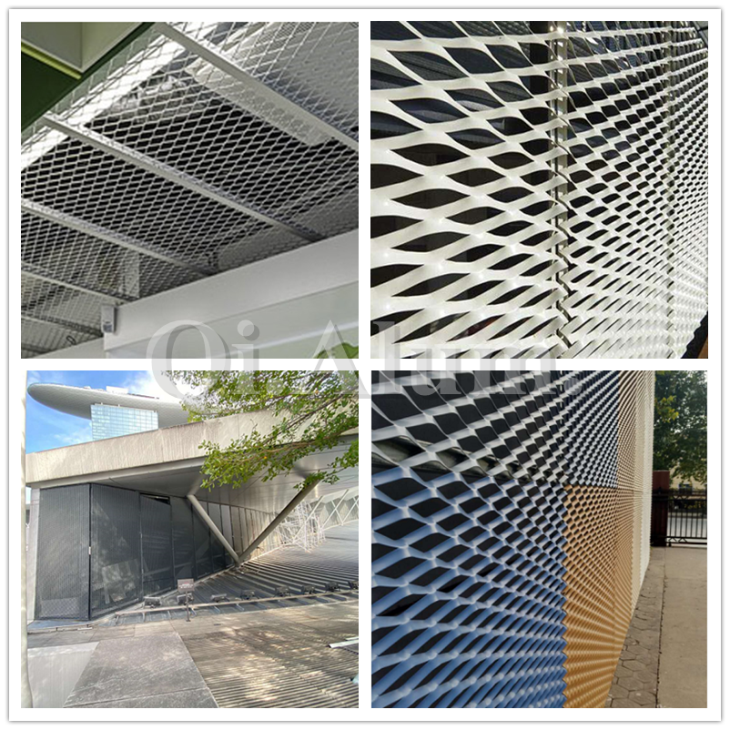 Decorative Aluminum Expanded Metal Mesh For Exterior Railing Facade