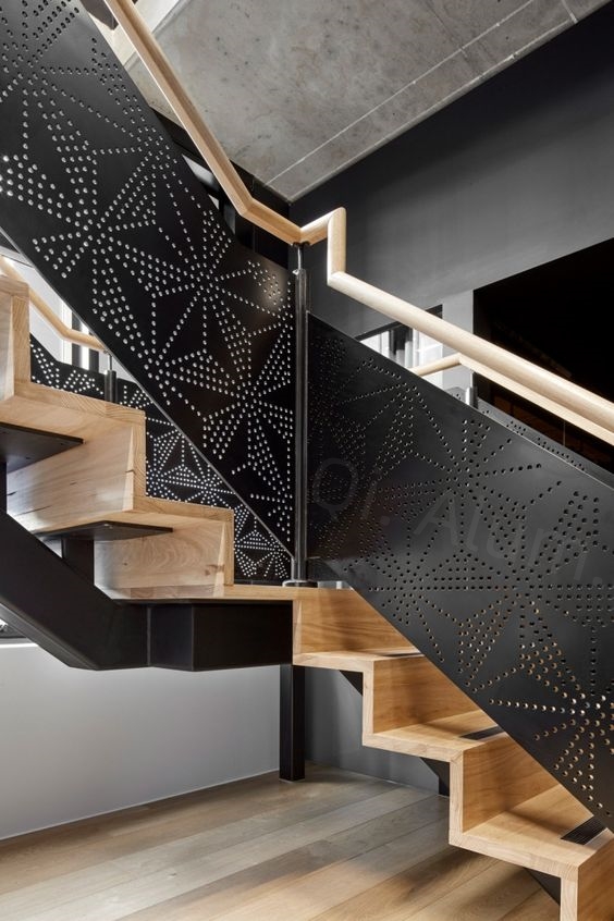 aluminum laser cutting panel, stair modern stye, perorated panel