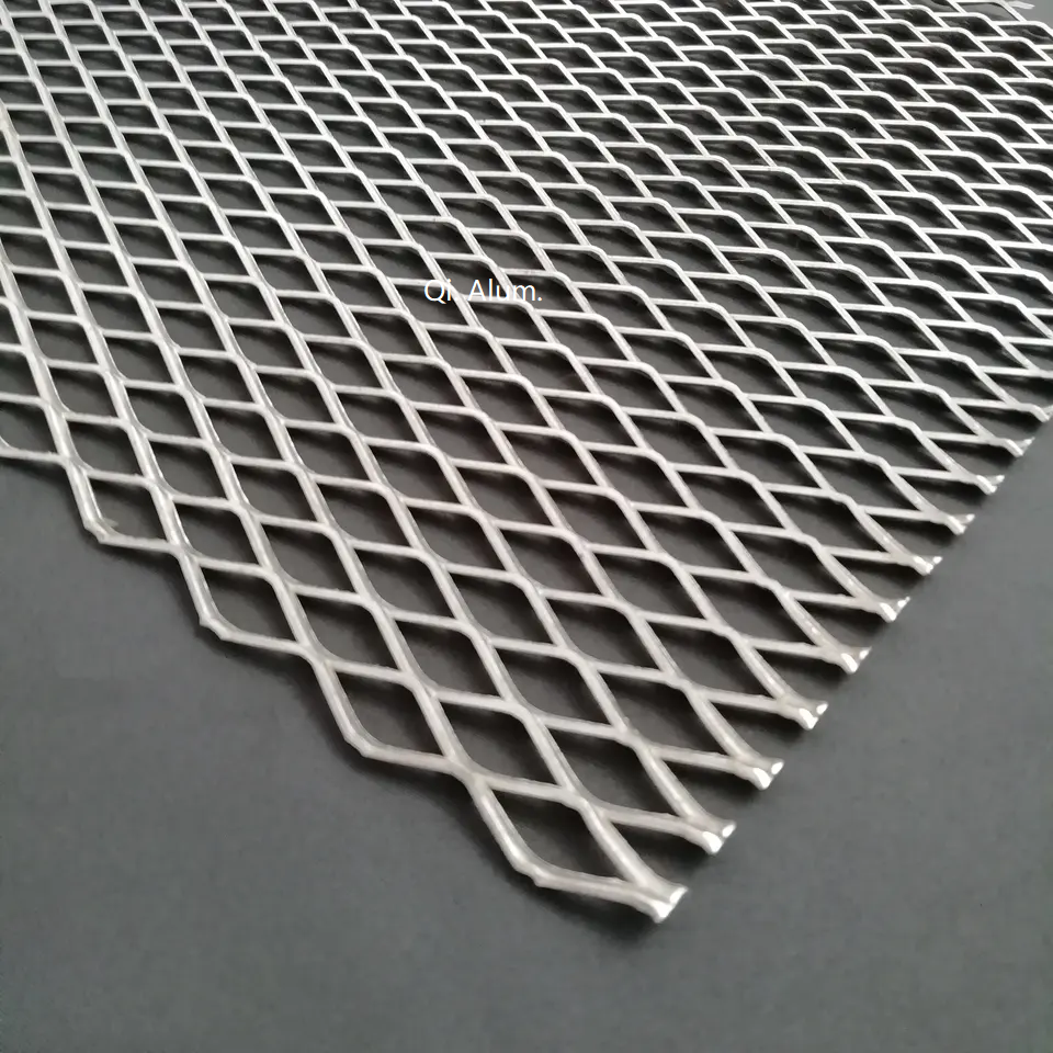 Expanded aluminum perforated metal for stair handrail