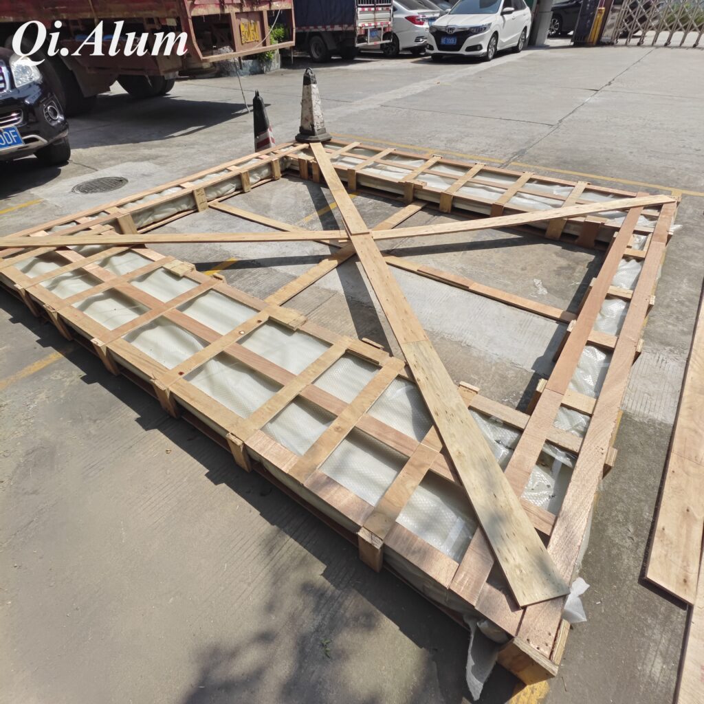 In-factory quality inspection for custom 3D shaped architectural aluminum panel systems.